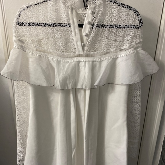 Self Portrait Military Cape Lace Dress White Size US 4 - Picture 4 of 7